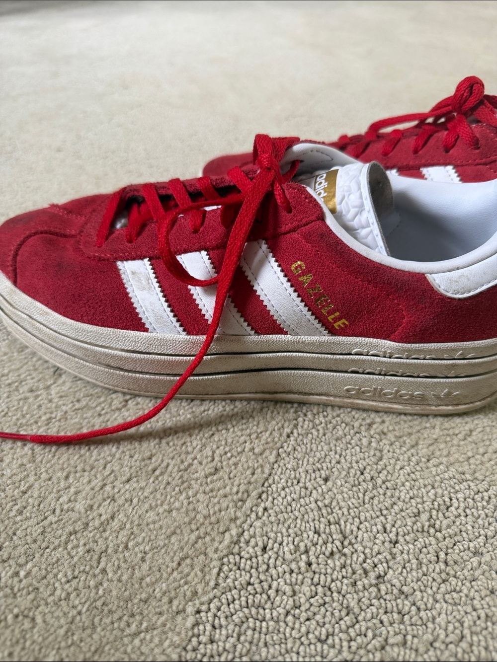 adidas Gazelle Platform Sneakers - Red/White